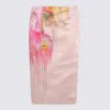 Blumarine Midi Skirt In Duchesse With Liquid Flower Print