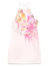 Blumarine Floral Halter Neck Sleeveless Mini Dress In Pink