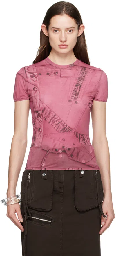 Blumarine Pink Printed T-shirt In T7319 Geranio/nero