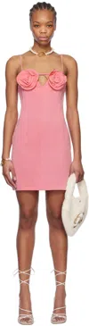 Blumarine Pink Rose Details Minidress In N0729 Pink Peony