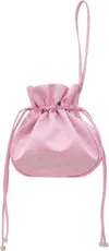 Blumarine Pink Satin Rhinestone Logo Pouch In N0113 Dalia Pink