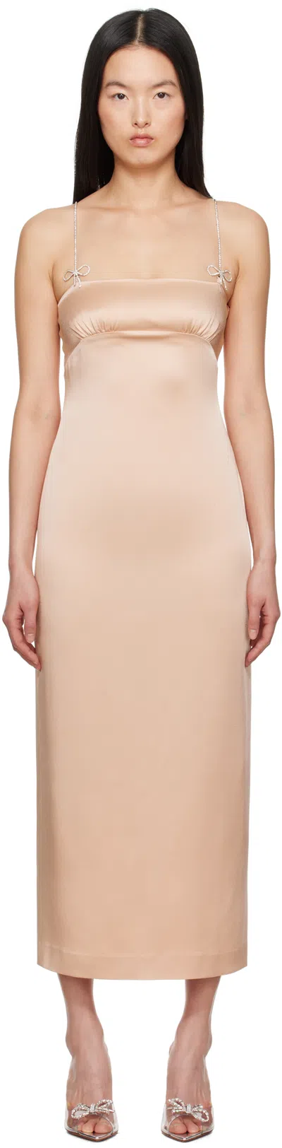 Blumarine Pink Satin Rhinestone Midi Dress In N0145 Eyeshadow Pink