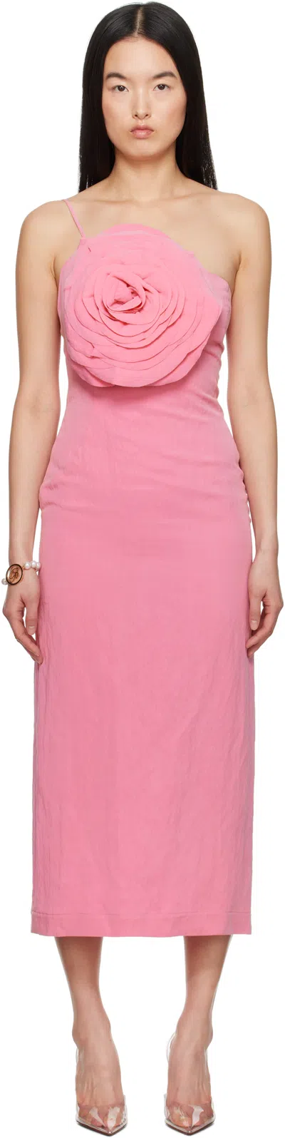 Blumarine Pink Sheath Midi Dress In N0729 Pink Peony