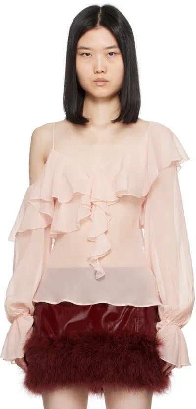 Blumarine Pink Silk Blouse In N0116 Silver Pink