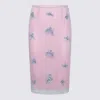 Blumarine Embellished Floral Fringe Sheer Overlay Skirt