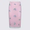 Blumarine Embellished Floral Fringe Sheer Overlay Skirt In Blue