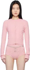 Blumarine Pink Wool & Cashmere Cardigan In N0118 Wild Rose