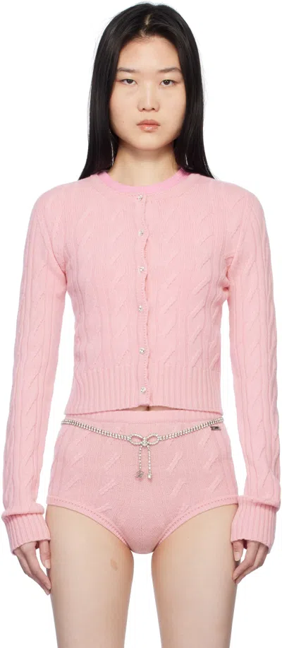 Blumarine Pink Wool & Cashmere Cardigan In N0118 Wild Rose