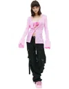 Blumarine Pink Wool Cardigan With Bra In Pink