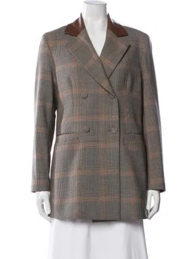 Pre-owned Blumarine Plaid Print Blazer In Neutrals