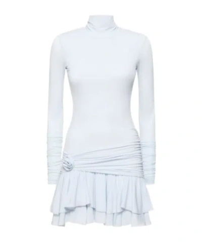 Blumarine Plain Jersey High-neck Dress In White