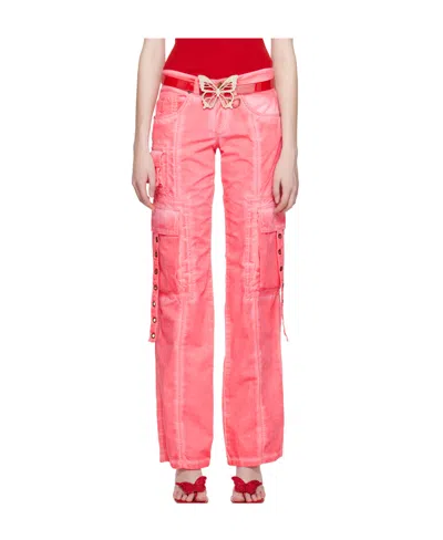 Blumarine Plain Woven Casual Pants In Pink