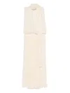 Blumarine Pleated Asymmetric Midi Dress In Neutrals