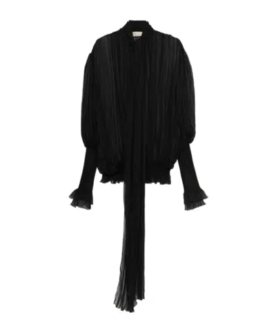 Blumarine Pleated Blouse In Silk Chiffon
