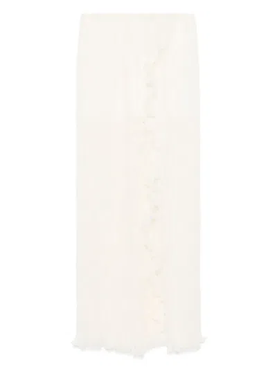 Blumarine Pleated Chiffon Maxi Dress In Neutrals