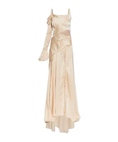 Blumarine Pleated Dress In Brown