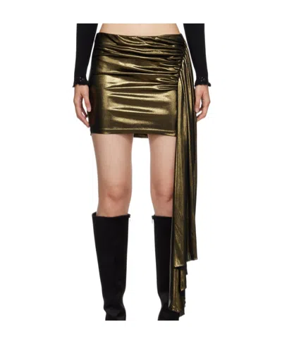 Blumarine Gold Gathered Miniskirt In Multicolor