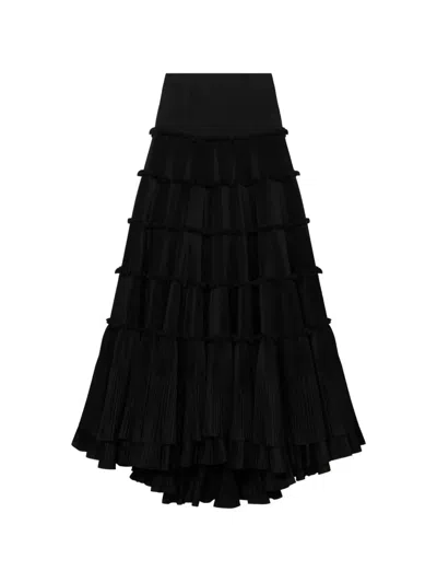 Blumarine Pleated Ruffled Maxi Skirt In Blue