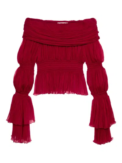 Blumarine Pleated Top In Red