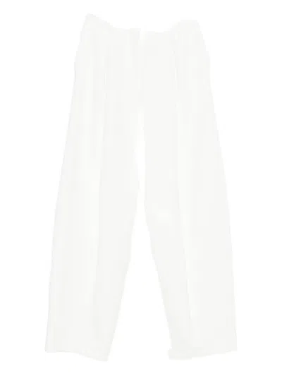 Blumarine Pleated Twill Trousers In White