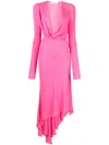 Blumarine Plunging U-neck Asymetric Dress In Pink