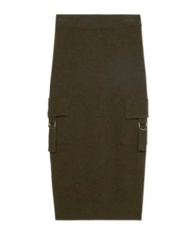 Blumarine Pocket-detail Wool Midi Skirt In Green