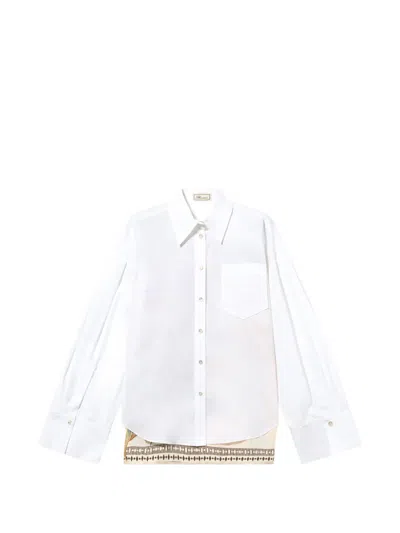 Blumarine Pocket-printed Cotton Shirt In White