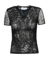 Blumarine T-shirt In Tulle Con Logo In Black
