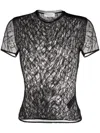 Blumarine Rhinestone-monogram Sheer Top In Black