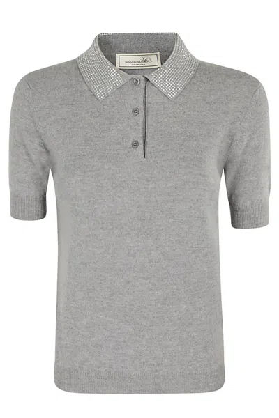 Blumarine Polo Knit Strass In Grey