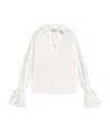 Blumarine Polo Neck Blouse In Poplin In White
