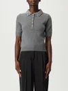 Blumarine Grey Polo Shirt  With Collar Beaded In Gray
