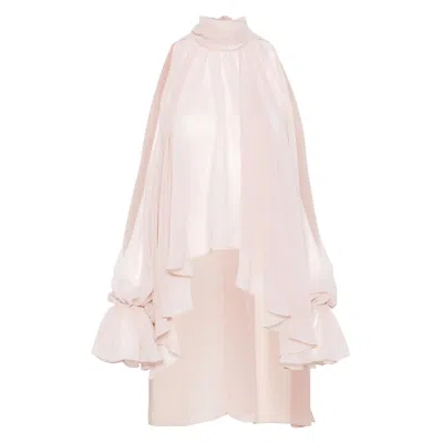 Blumarine Asymmetric Georgette Blouse In Multicolor