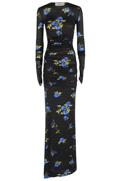 Blumarine Print Jersey Dress In Black