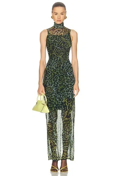 Blumarine Print Net Maxi Dress In Multi