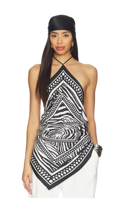 Blumarine Print Twill Top In Black