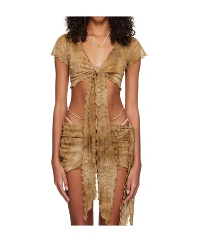 Blumarine Printed Blouse In Brown