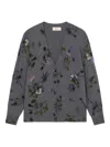 Blumarine Printed Cardigan Knit Sweater In Gray