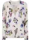 Blumarine Printed Cardigan Knit Sweater In Neutral