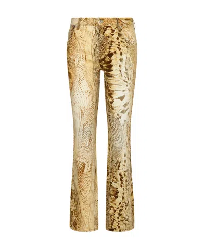 Blumarine Printed Casual Pants In Nude