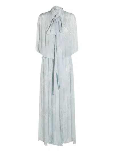 Blumarine Printed Chiffon Dress In Blue