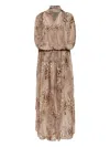 Blumarine Printed Chiffon Dress In Brown