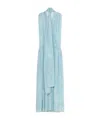 Blumarine Printed Chiffon Long Dress In Light Blue