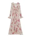 Blumarine Printed Crepe Ruffle Dress In Nude