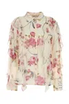 Blumarine Women Floral Silk Chiffon Shirt