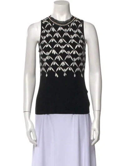 Pre-owned Blumarine Printed Crew Neck Top In Black