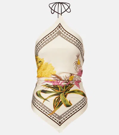 BLUMARINE PRINTED HALTERNECK TWILL TOP