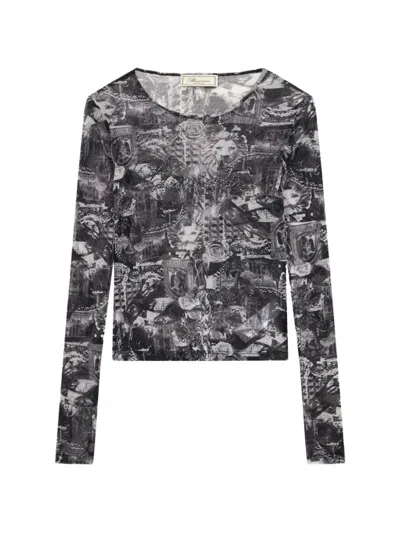 Blumarine Printed Jersey T-shirt In Black