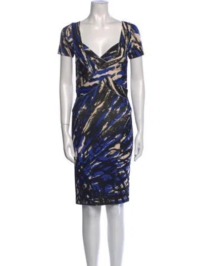 Pre-owned Blumarine Printed Knee-length Dress In Blue
