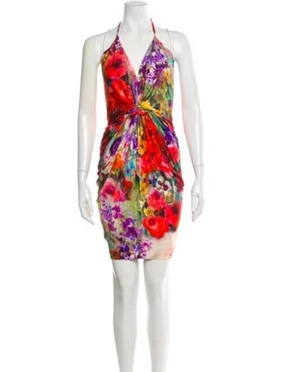 Pre-owned Blumarine Printed Knee-length Dress In Green